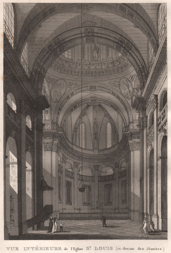 PARIS. Eglise Saint-Louis (ci-devant des Jésuites) . Aquatint 1808 old print
